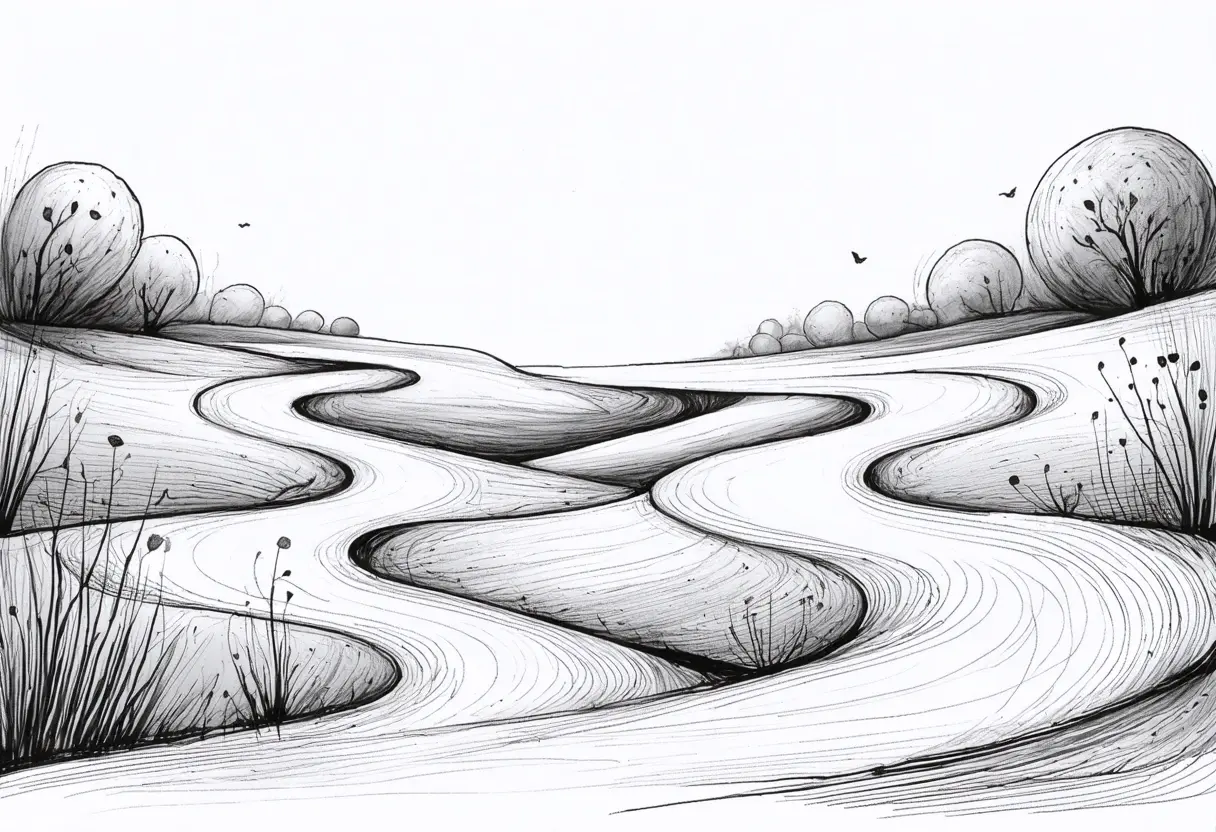 Minimalistic illustration representing different psychotherapy approaches and therapeutic paths